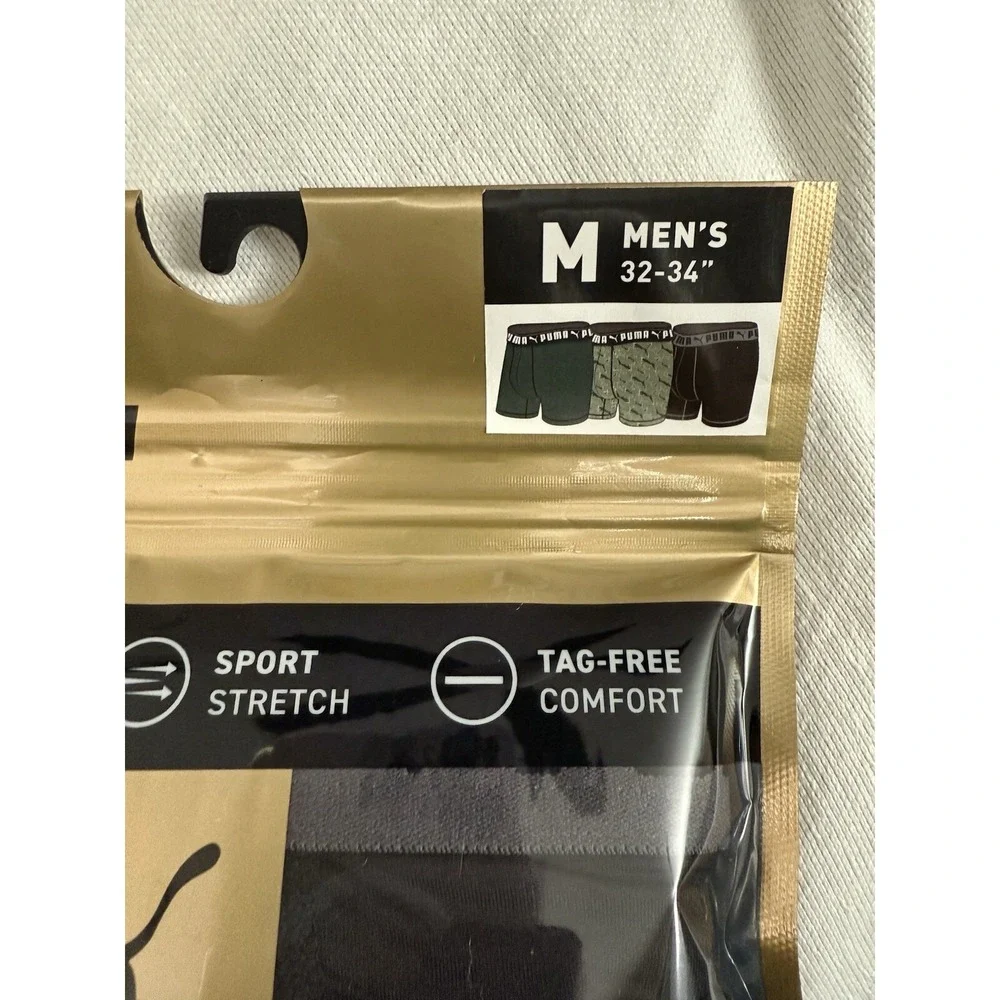 NEW PUMA SPORTSTYLE PERFORMANCE BOXER BRIEFS 3 PACK UNDERWEAR MENS MEDIUM 32-34